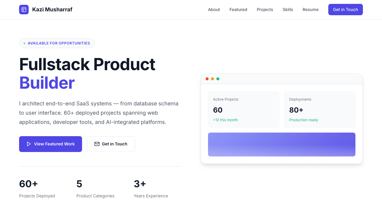 Full Stack Developer Portfolio screenshot